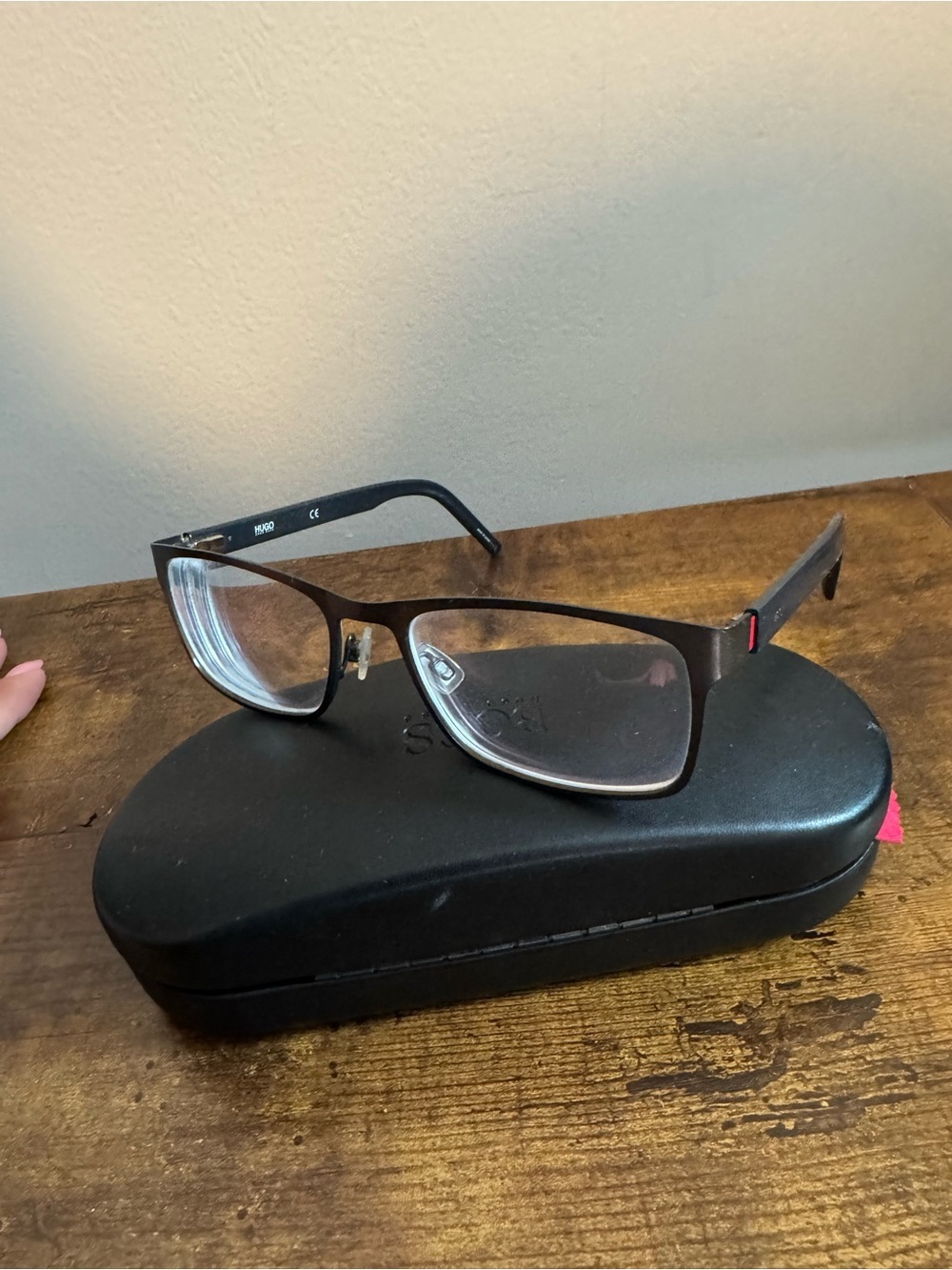 Hugo Boss Rectangular Gun Metal Frame Reading Glasses